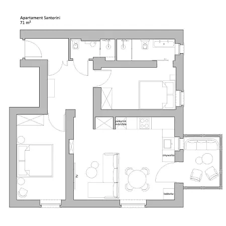 Sanhaus - Santorini - Dwie Sypialnie, Dwie Lazienki, Klimatyzacja Сопот